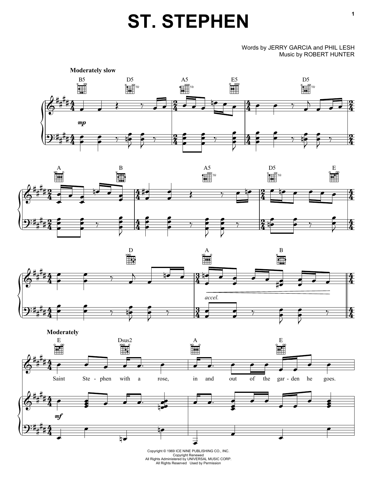 Grateful Dead St. Stephen Sheet Music