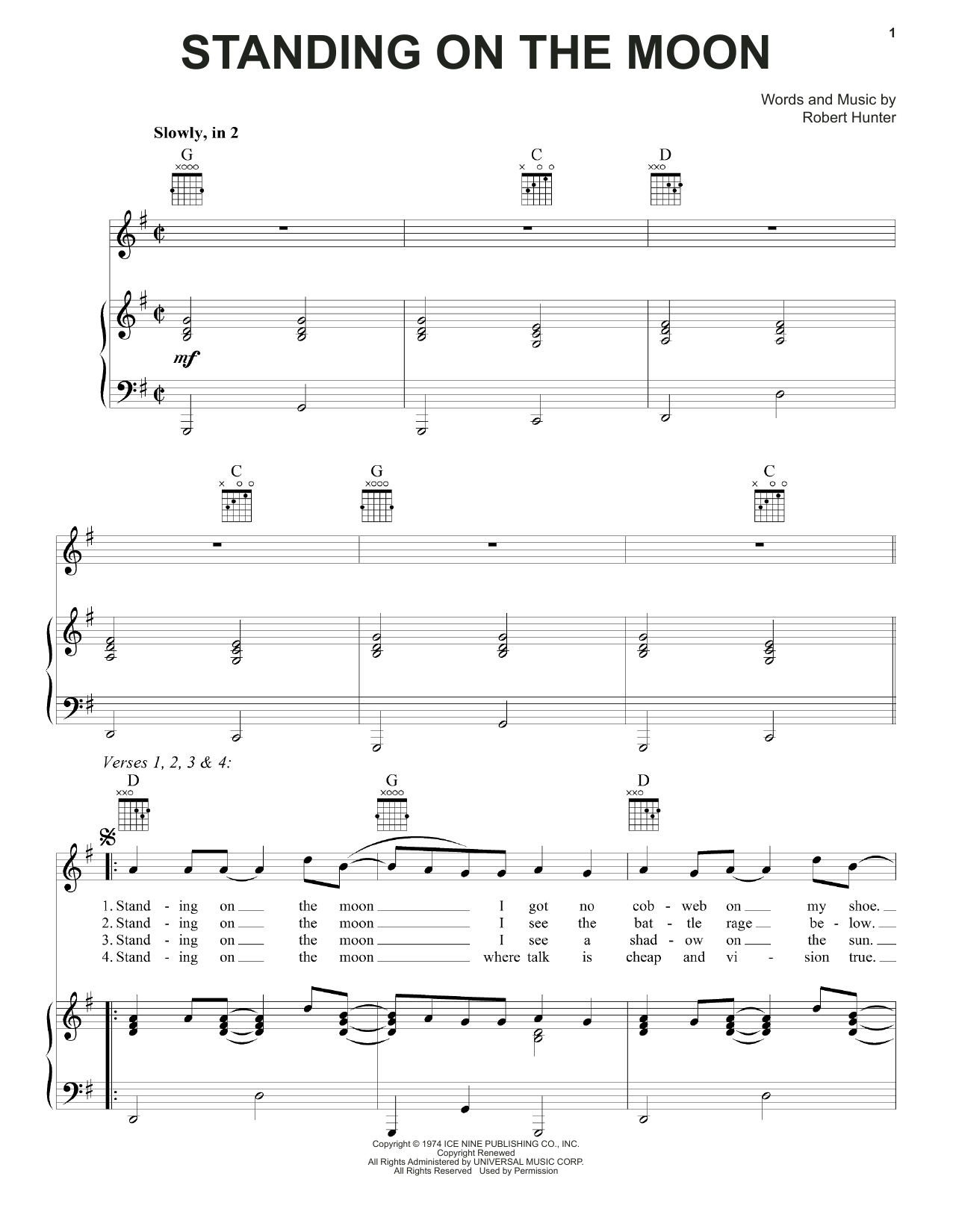 Grateful Dead Standing On The Moon Sheet Music