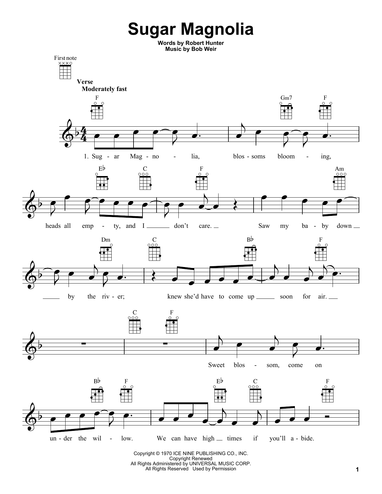 Grateful Dead Sugar Magnolia Sheet Music