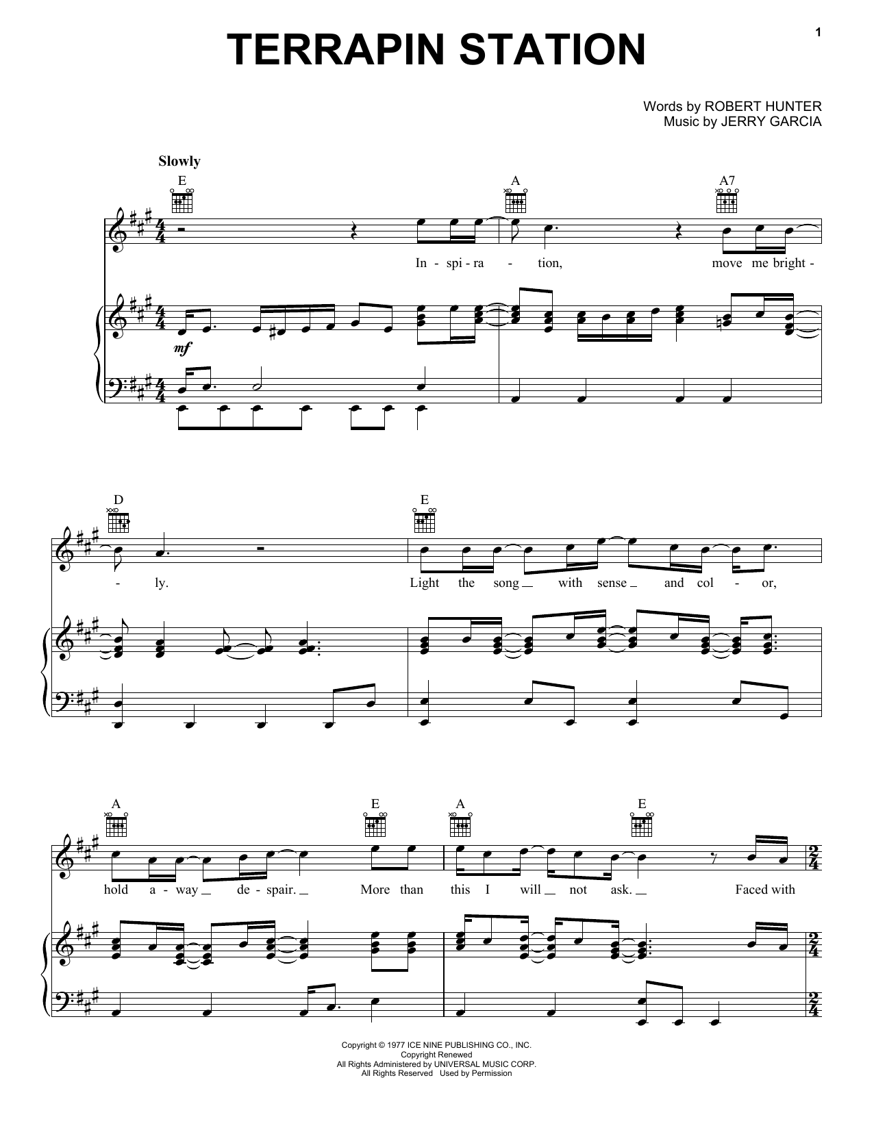 Grateful Dead Terrapin Station Sheet Music