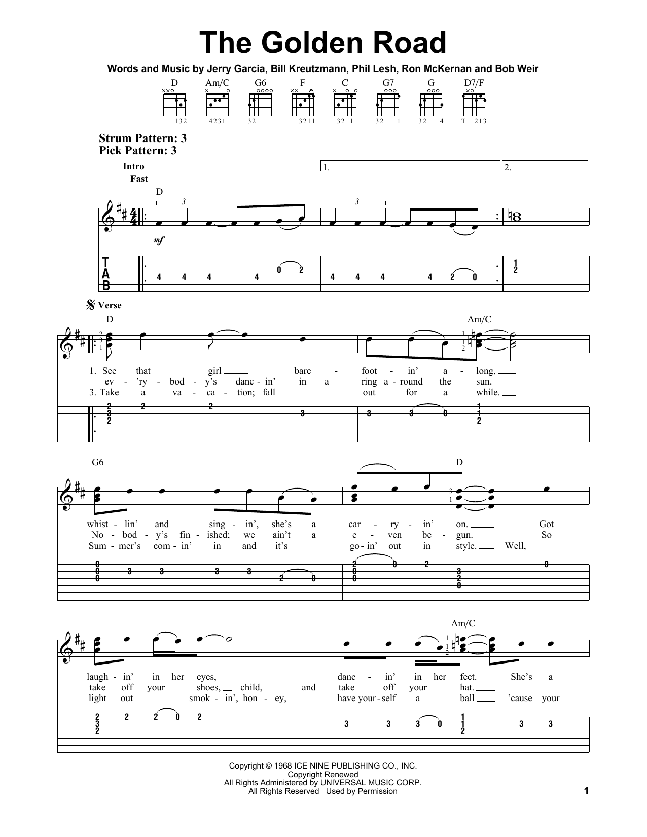 Grateful Dead The Golden Road Sheet Music