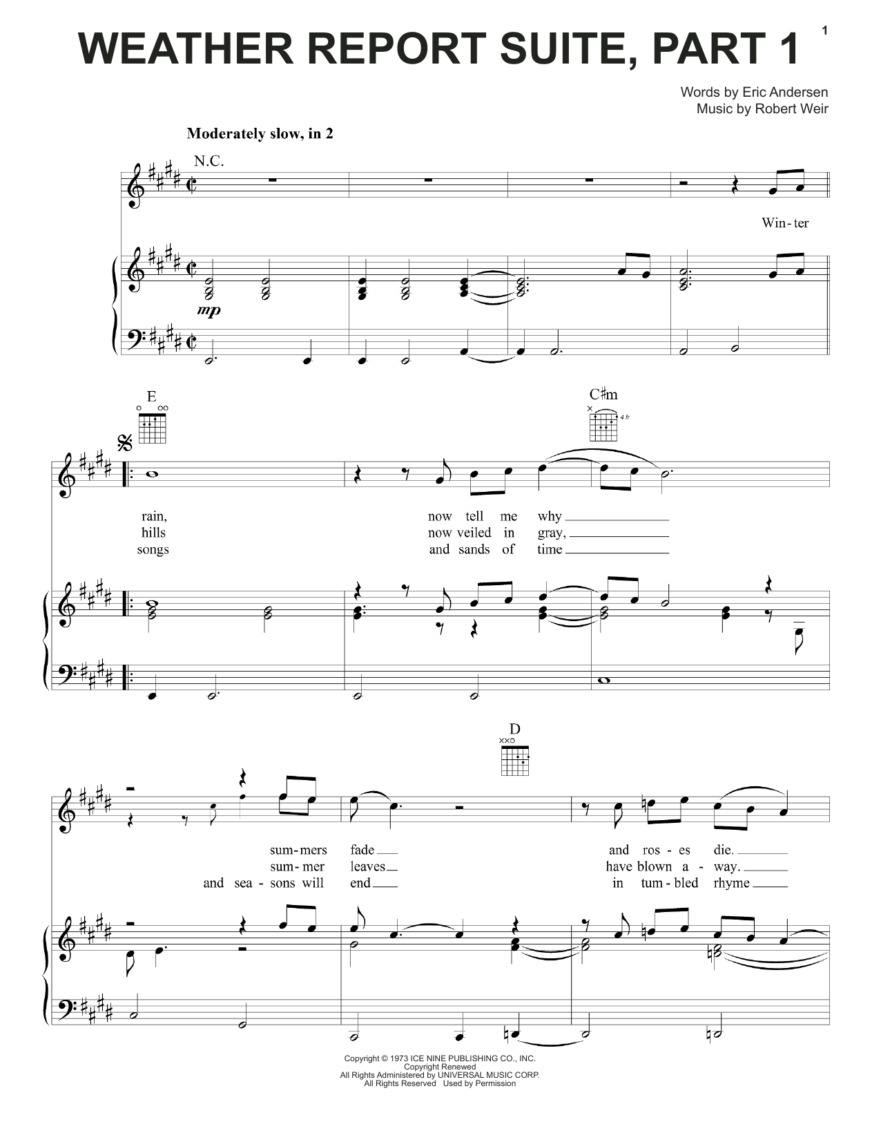 Grateful Dead Weather Report Suite Part 1 Sheet Music