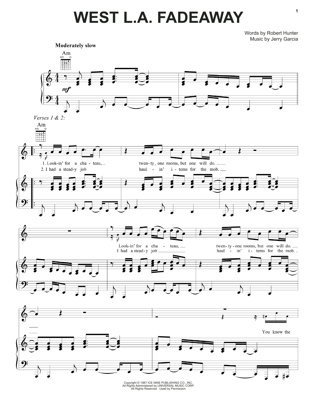 Grateful Dead West L.A. Fadeaway Sheet Music