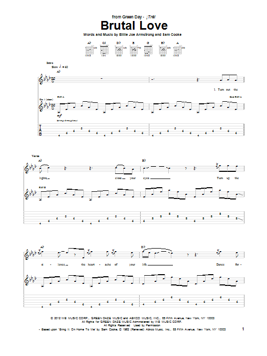 Green Day Brutal Love Sheet Music