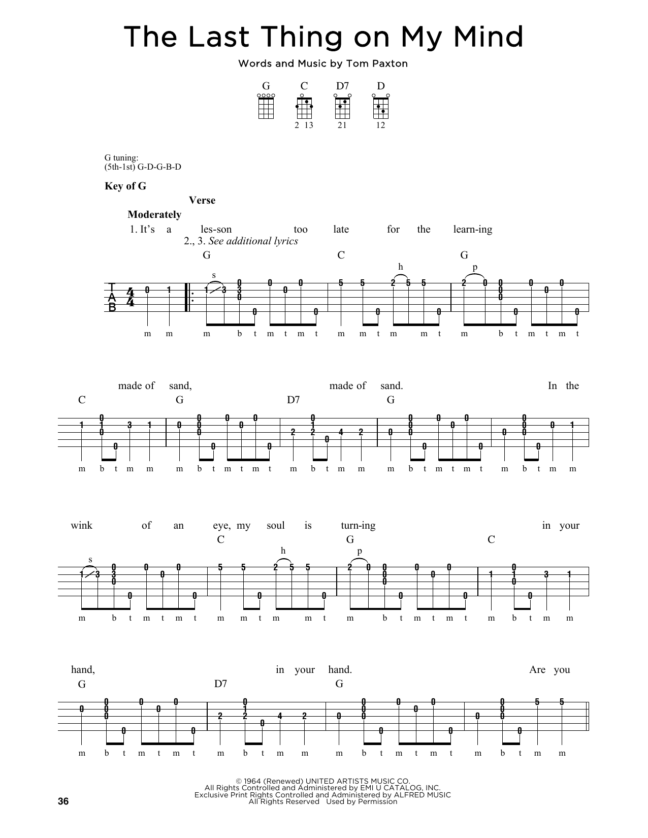 Greg Cahill The Last Thing On My Mind Sheet Music