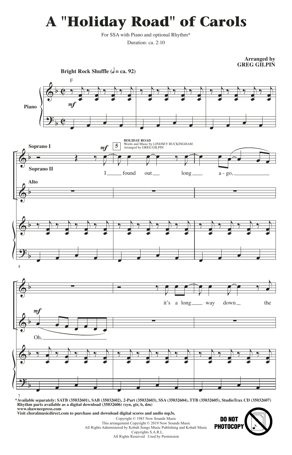 Greg Gilpin A Holiday Road of Carols Sheet Music
