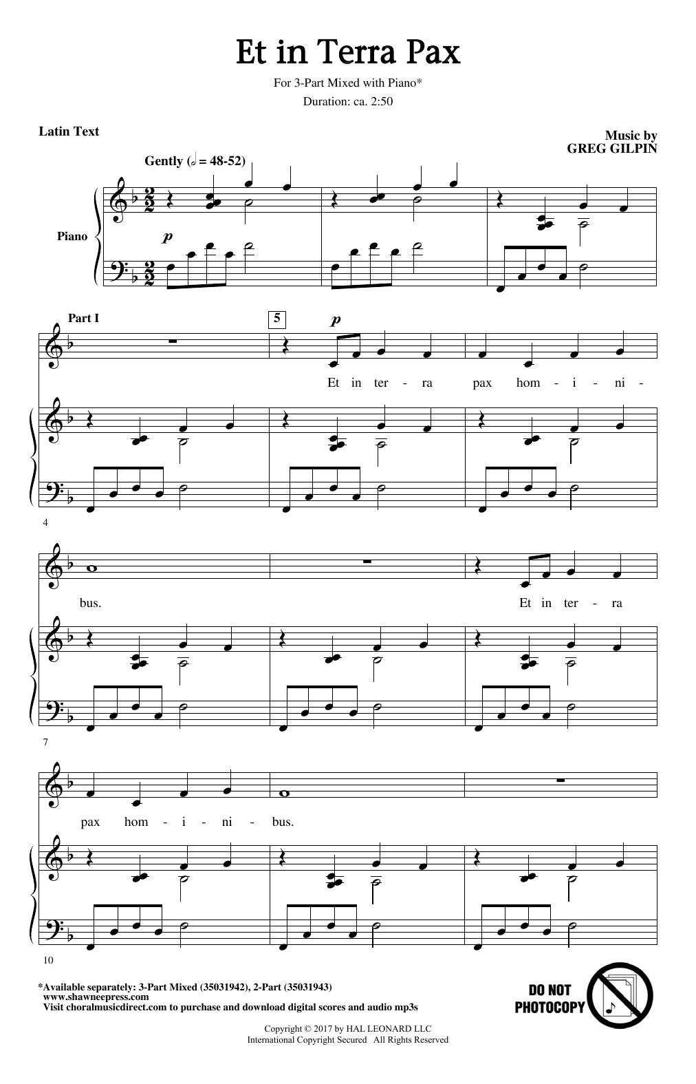 Greg Gilpin Et In Terra Pax Sheet Music