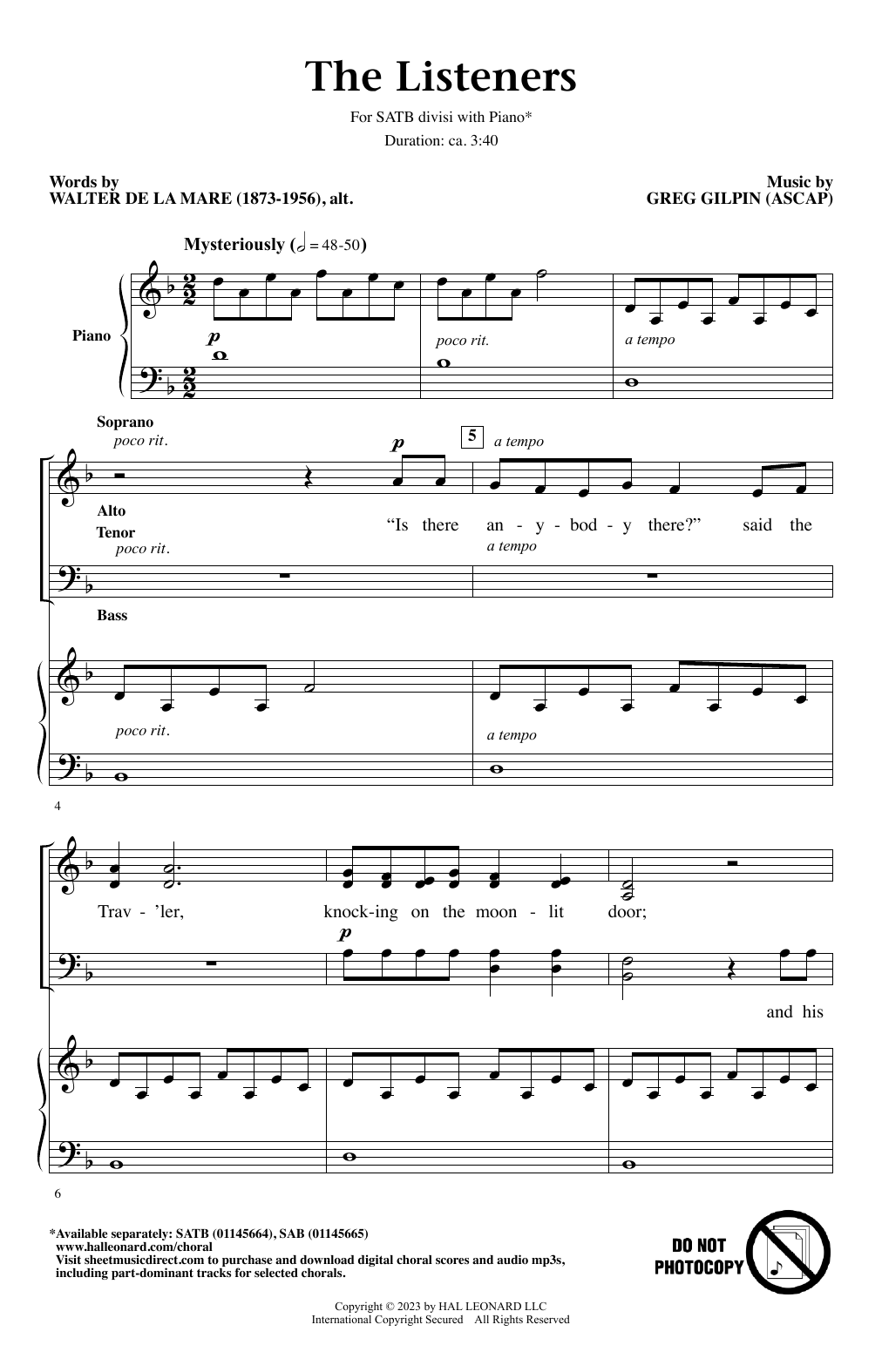 Greg Gilpin The Listeners Sheet Music