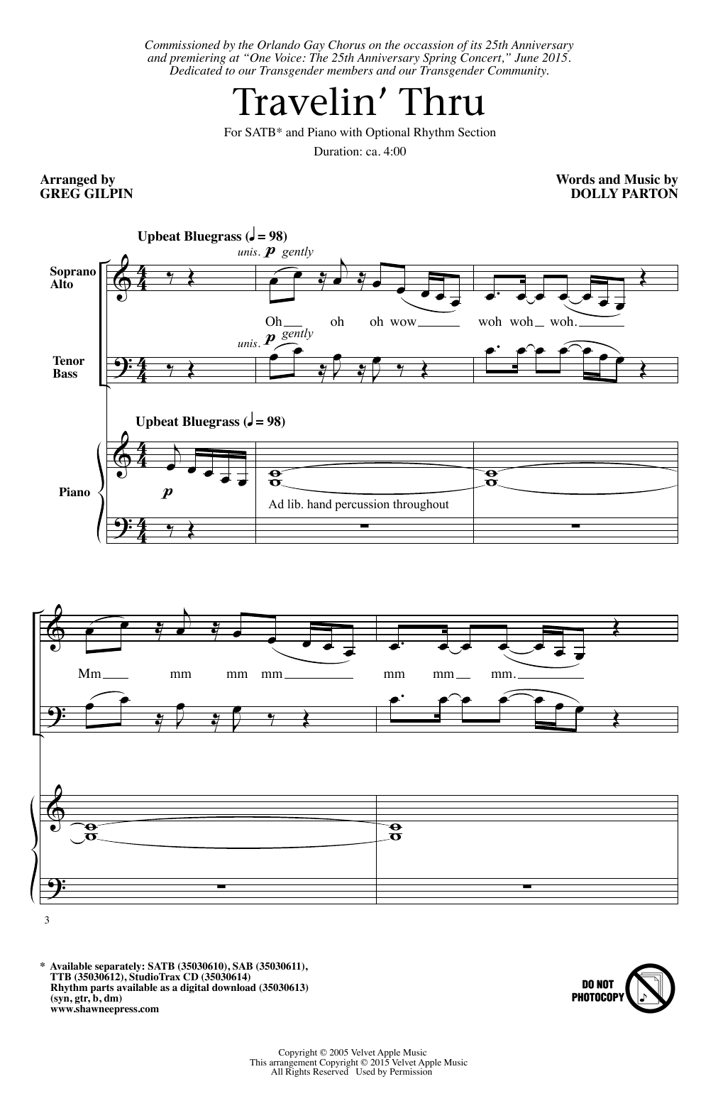 Greg Gilpin Travelin' Thru Sheet Music