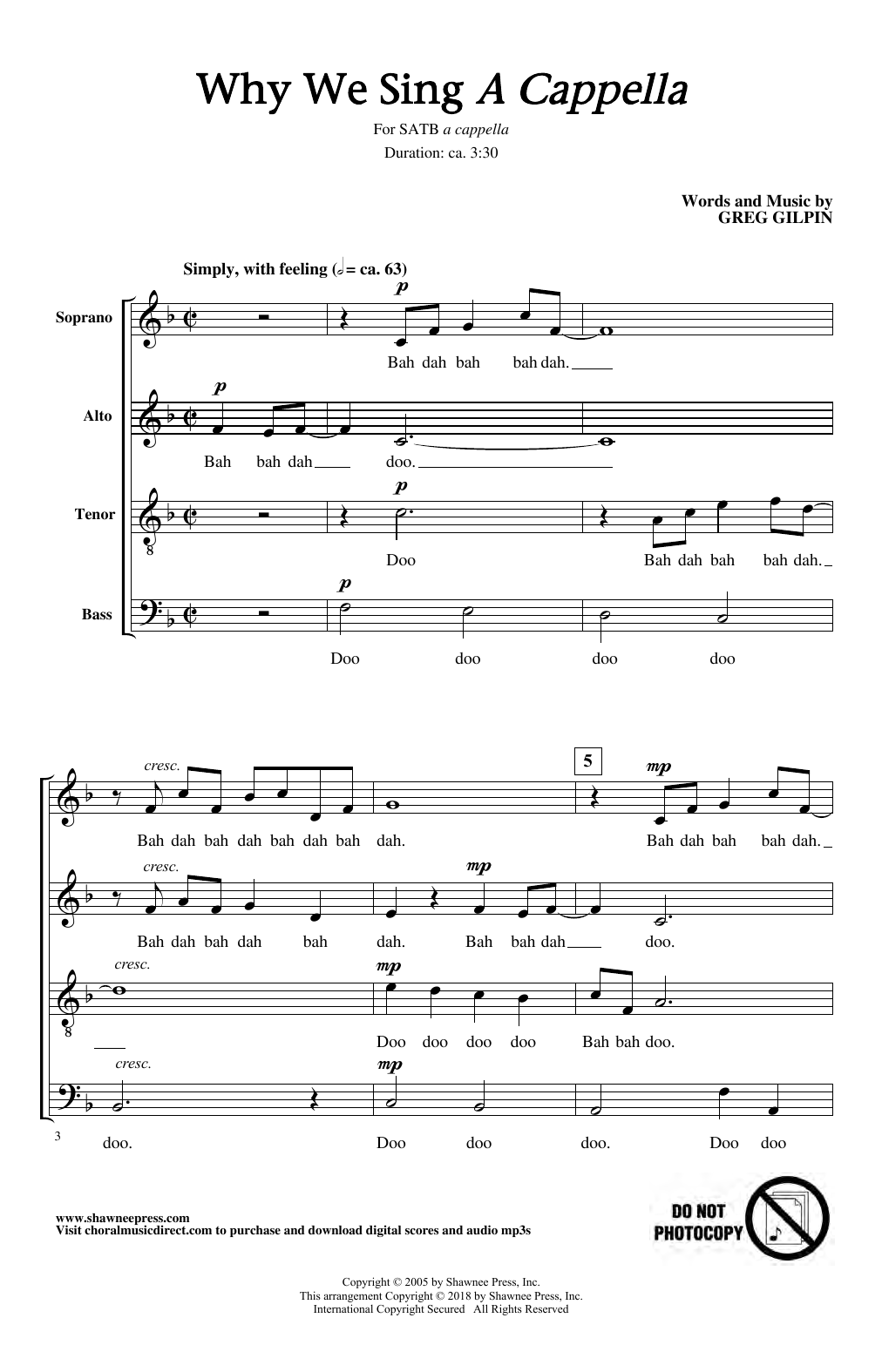 Greg Gilpin Why We Sing Sheet Music