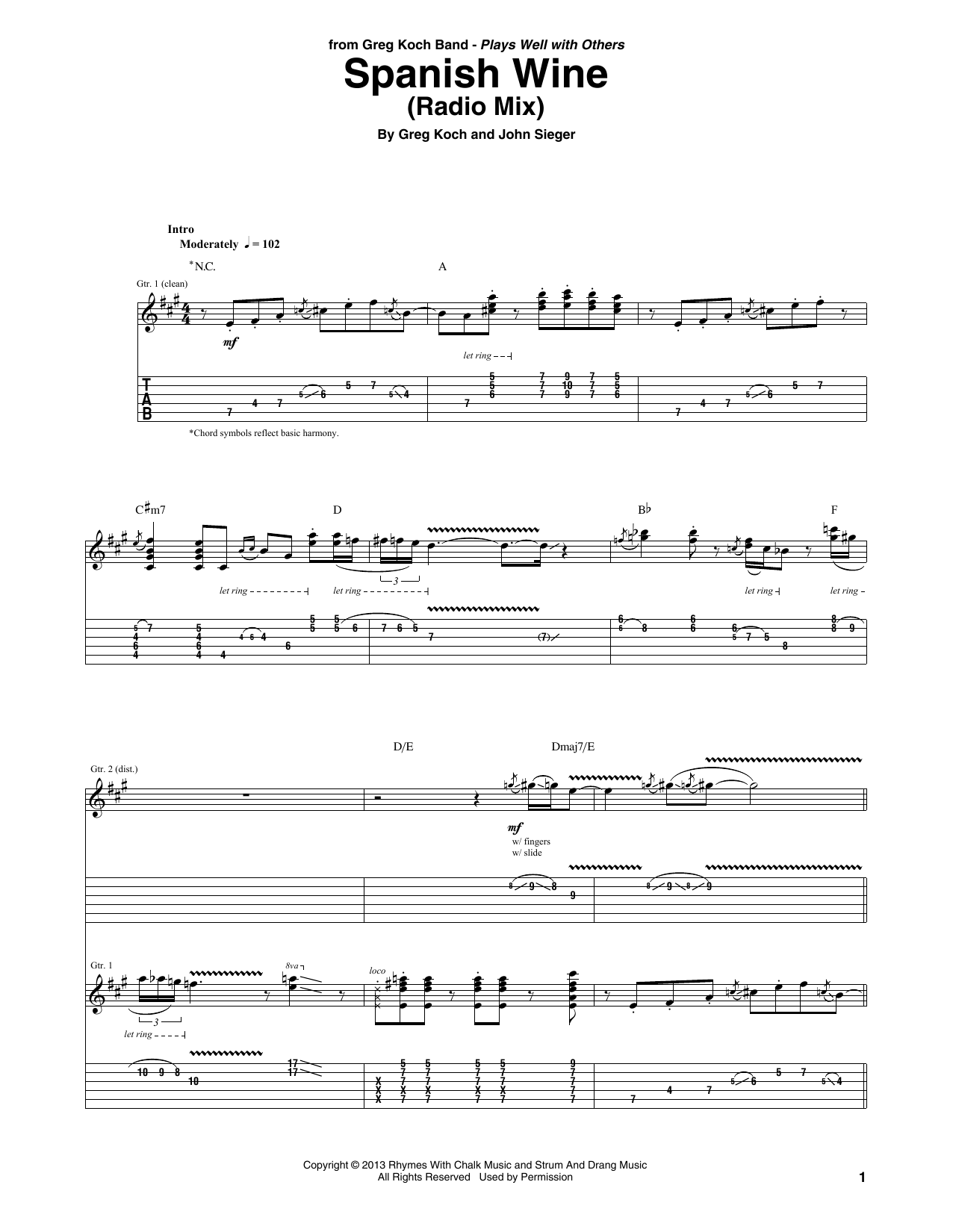Greg Koch Spanish Wine Sheet Music
