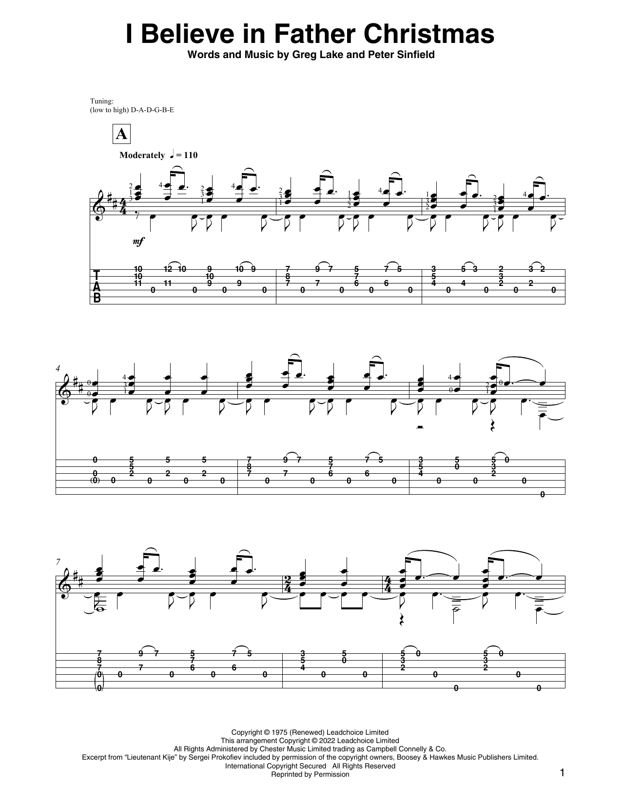Greg Lake I Believe In Father Christmas (arr. David Jaggs) Sheet Music
