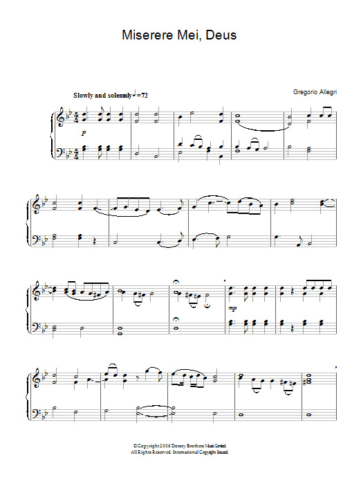Gregorio Allegri Miserere Mei Deus Sheet Music