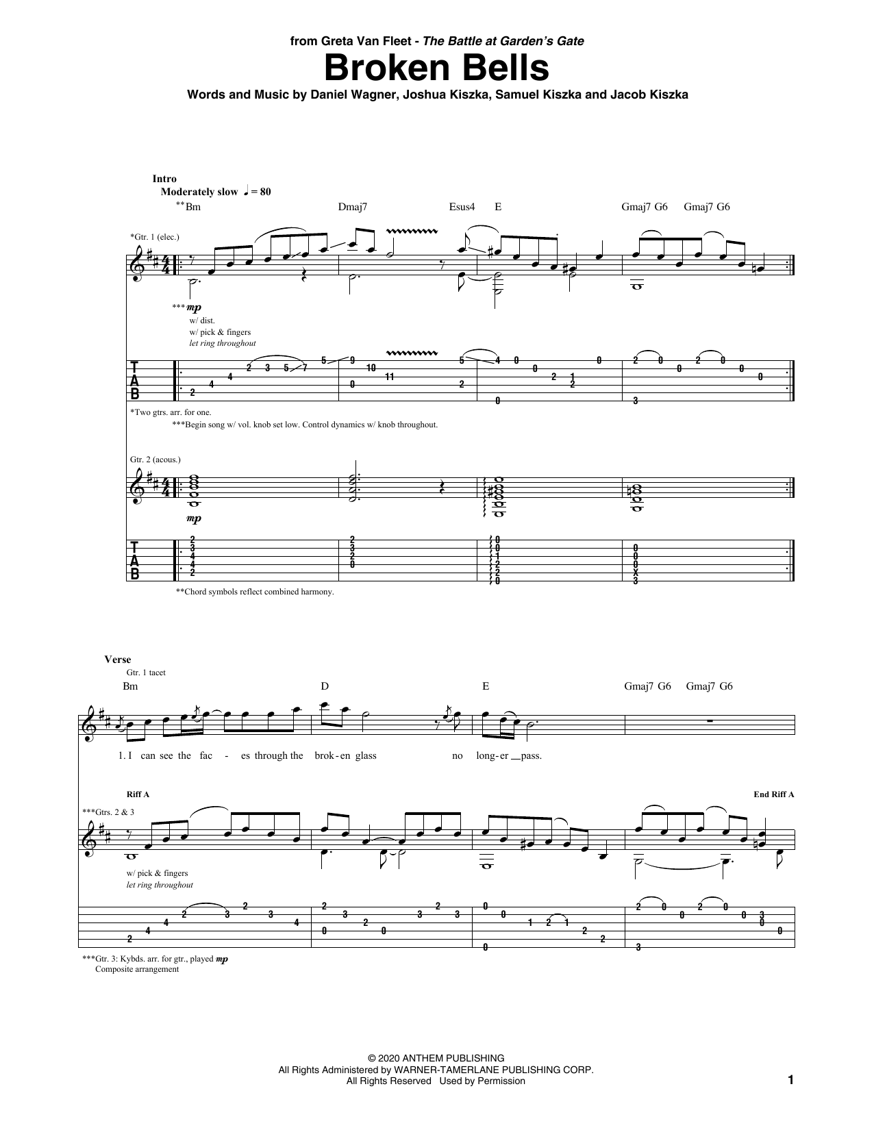 Greta Van Fleet Broken Bells Sheet Music