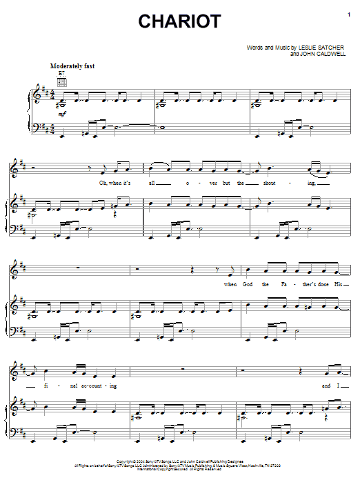 Gretchen Wilson Chariot Sheet Music