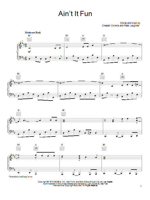 Guns N' Roses Ain't It Fun Sheet Music