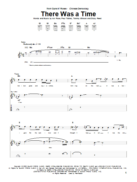 Guns N' Roses There Was A Time Sheet Music