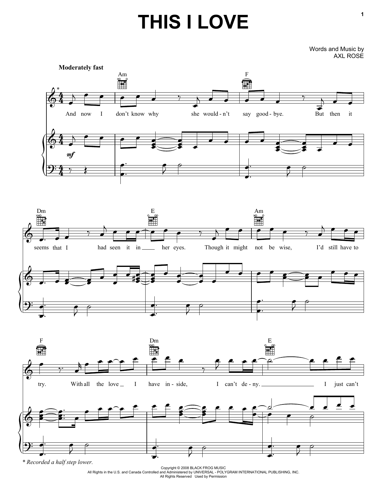 Guns N' Roses This I Love Sheet Music