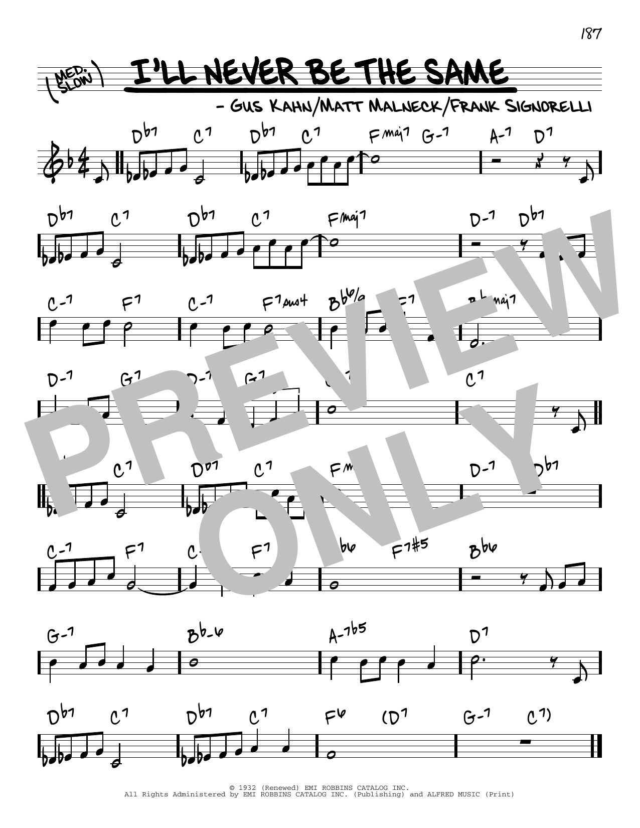 Gus Kahn I'll Never Be The Same Sheet Music