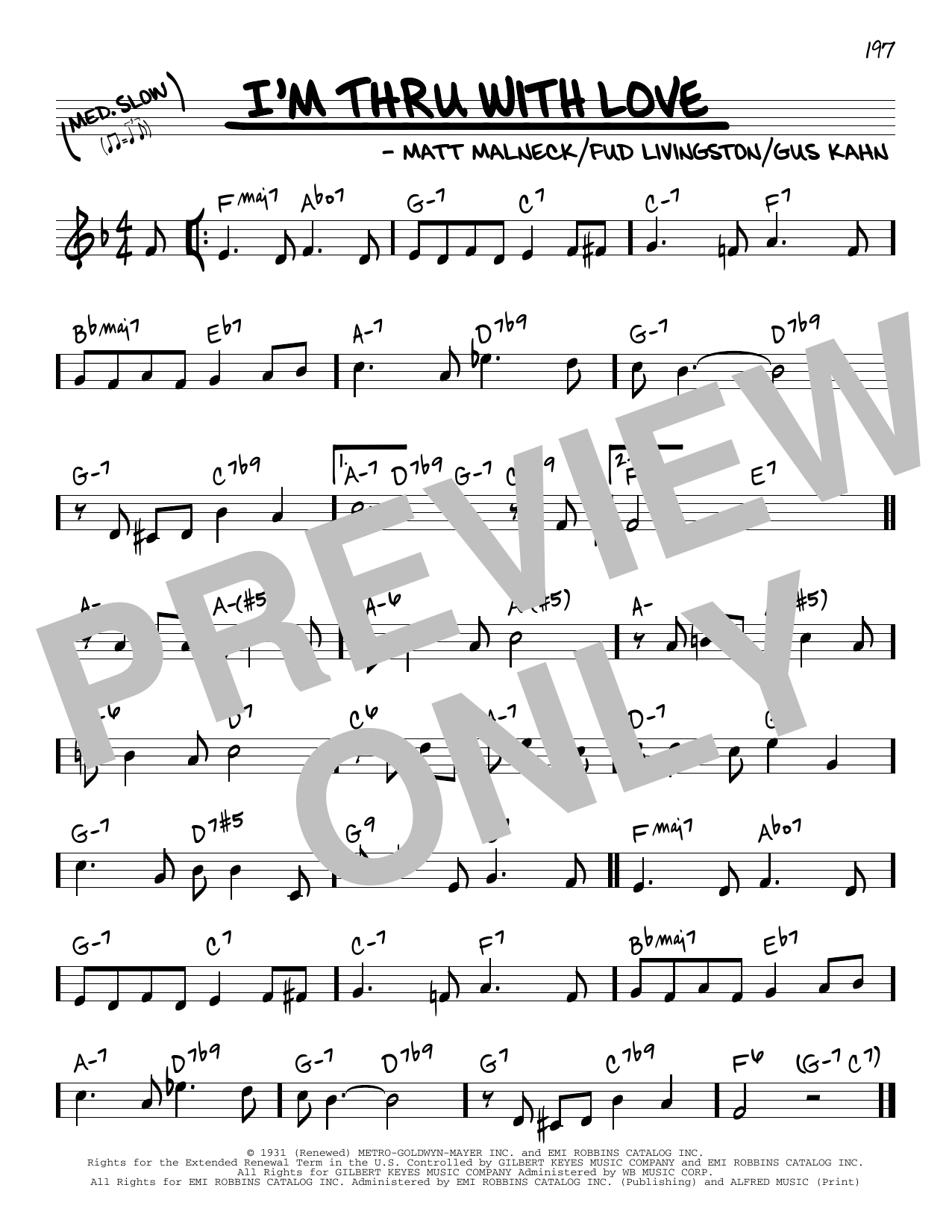 Gus Kahn I'm Thru With Love Sheet Music