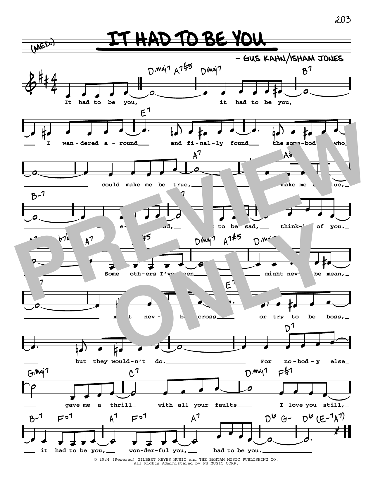 Gus Kahn It Had To Be You (Low Voice) Sheet Music