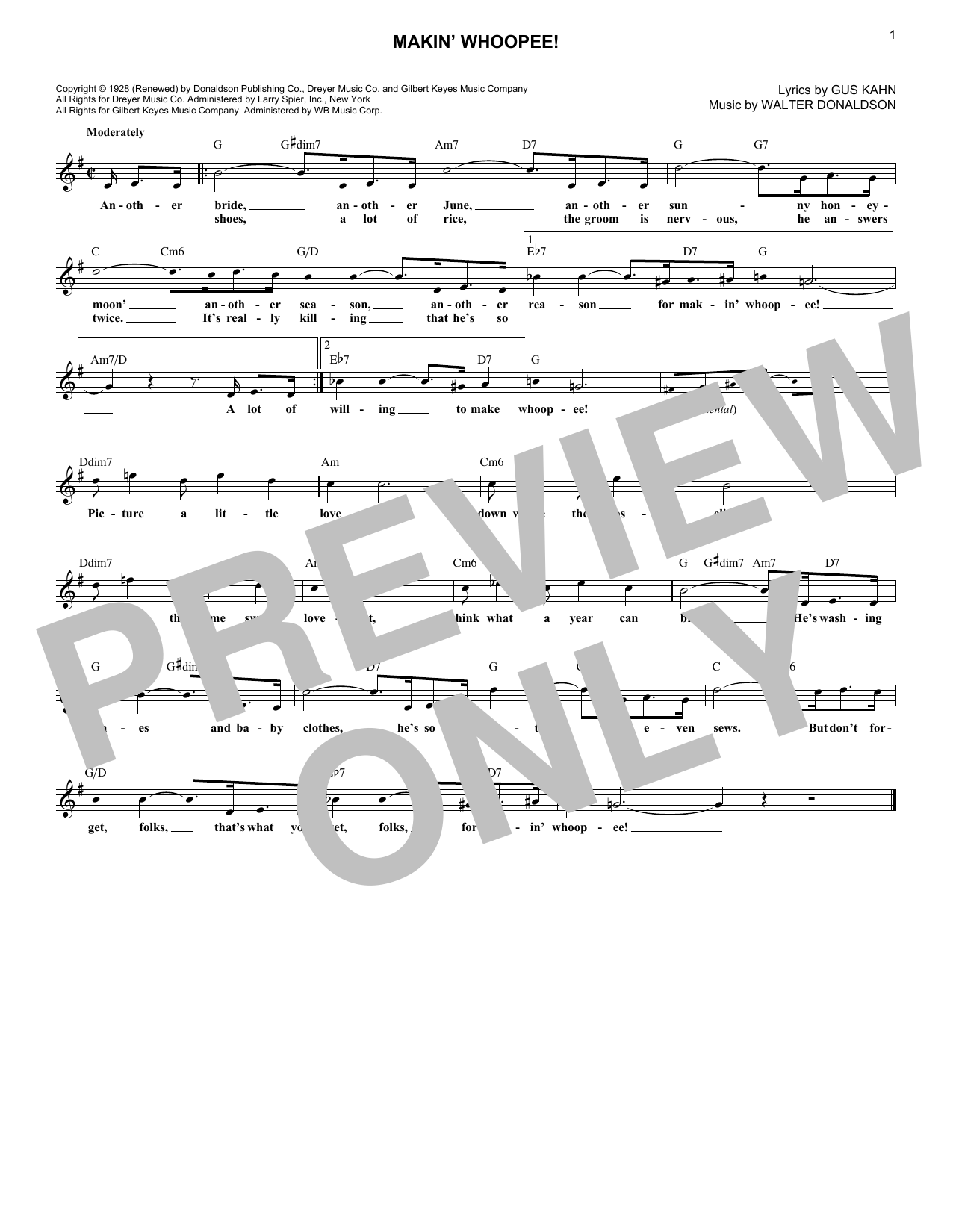 Gus Kahn Makin' Whoopee! Sheet Music