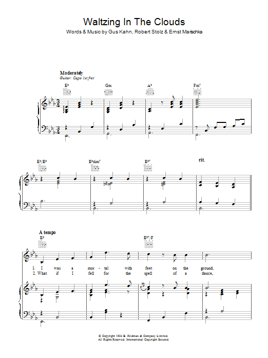 Gus Kahn Walking In The Clouds Sheet Music