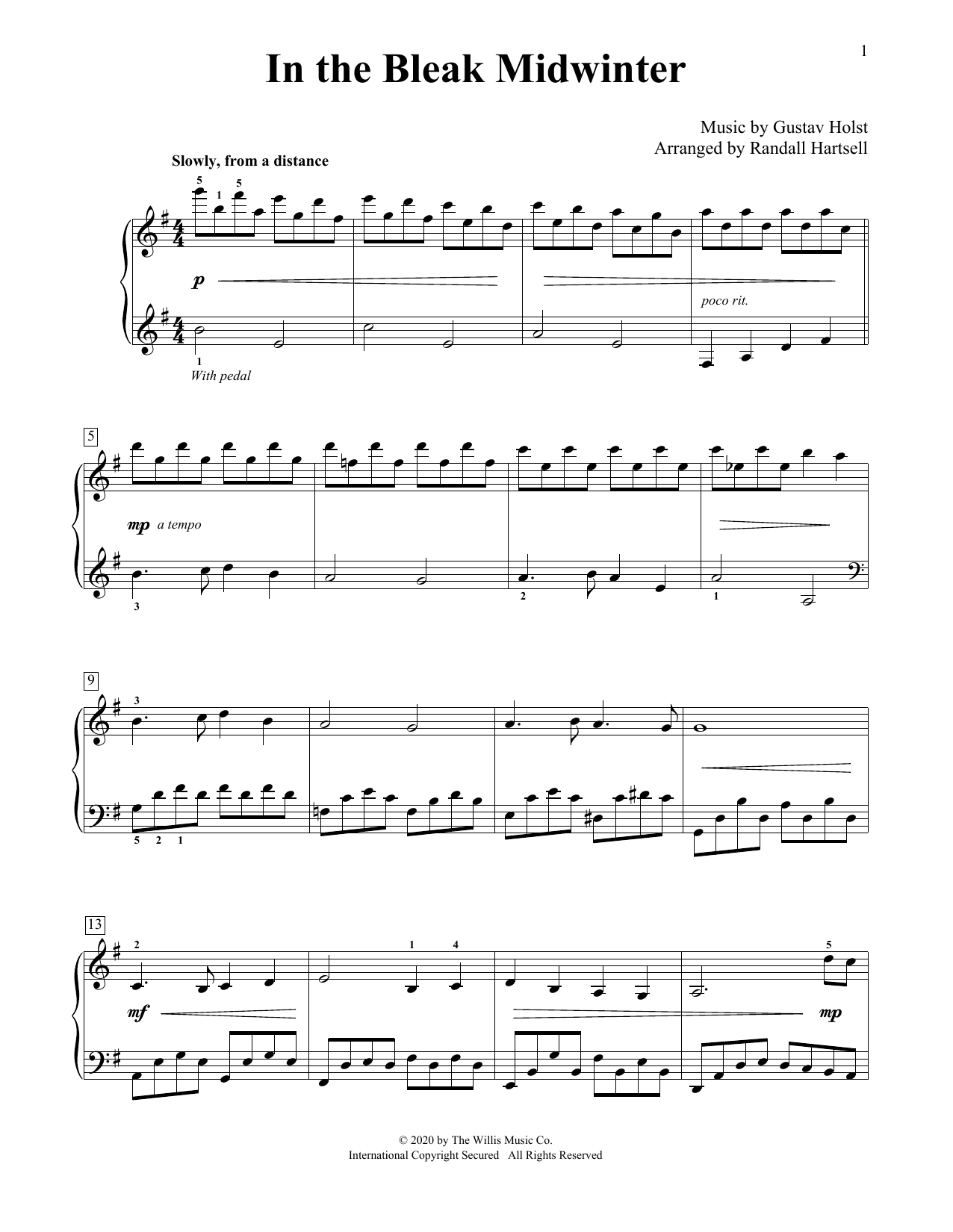 Gustav Holst In The Bleak Midwinter (arr. Randall Hartsell) Sheet Music