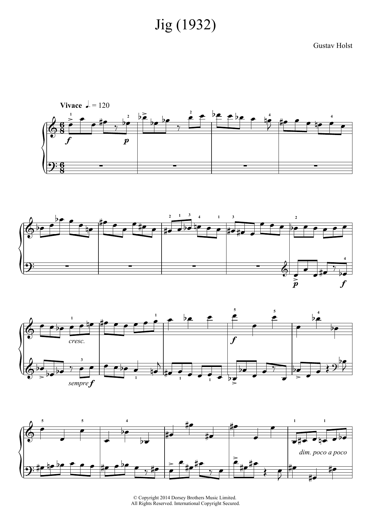 Gustav Holst Jig (1932) Sheet Music