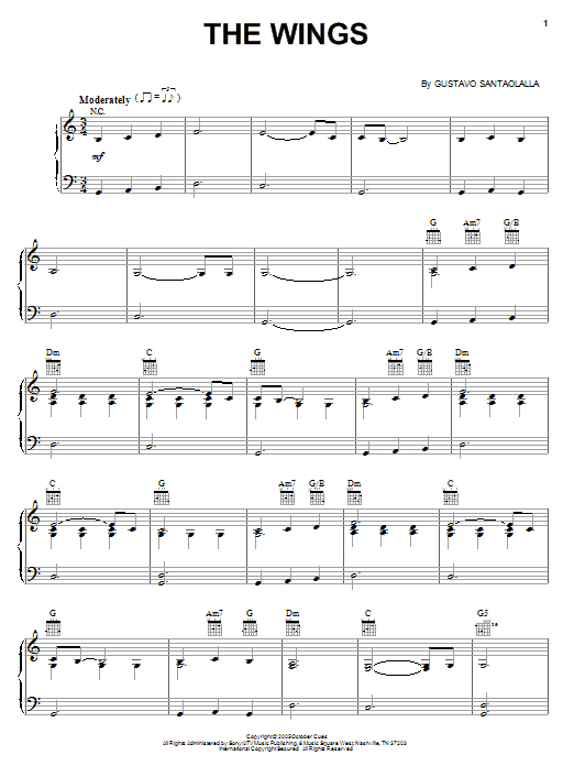 Gustavo Santaolalla The Wings Sheet Music
