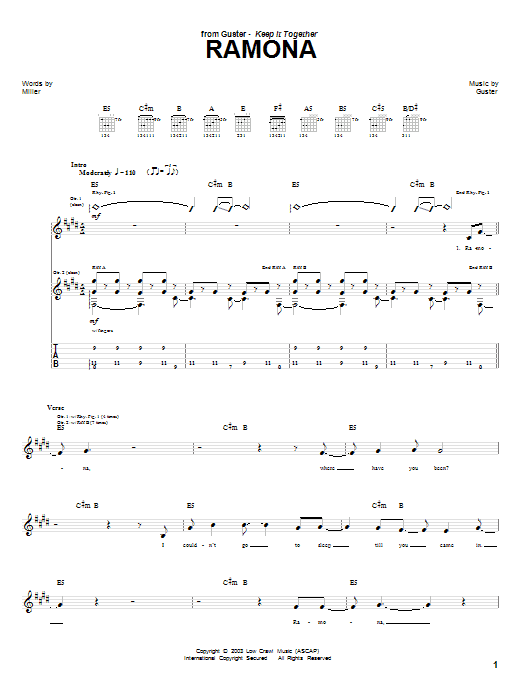 Guster Ramona Sheet Music