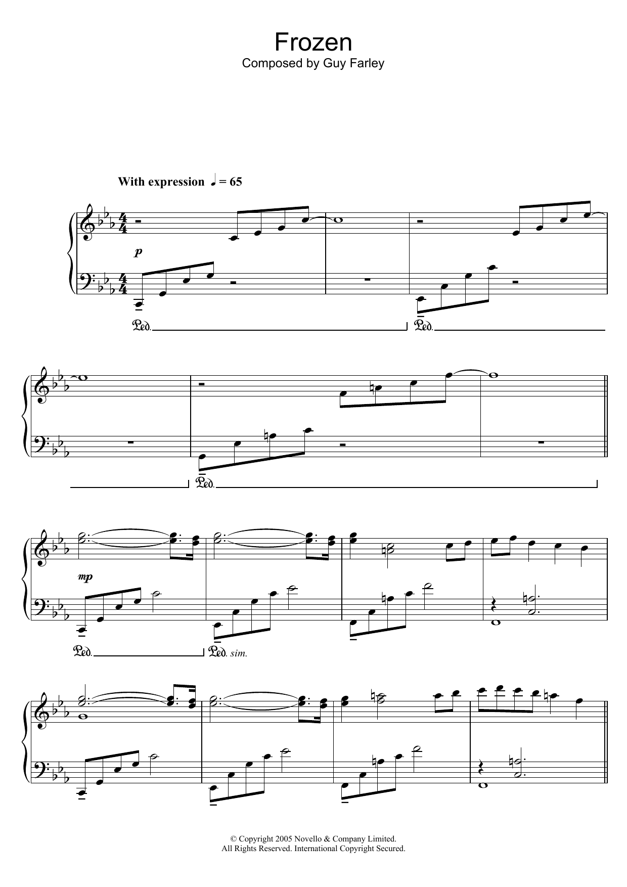 Guy Farley Frozen (from 'Cashback') Sheet Music