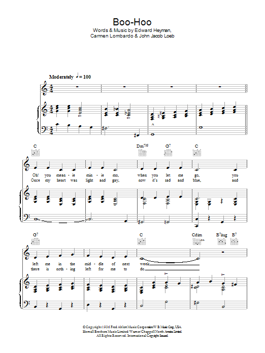 Guy Lombardo Boo-Hoo Sheet Music