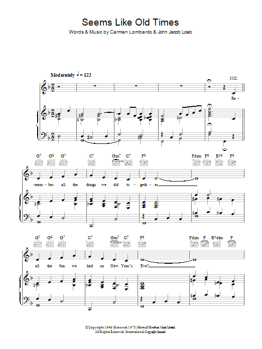 Guy Lombardo Seems Like Old Times Sheet Music