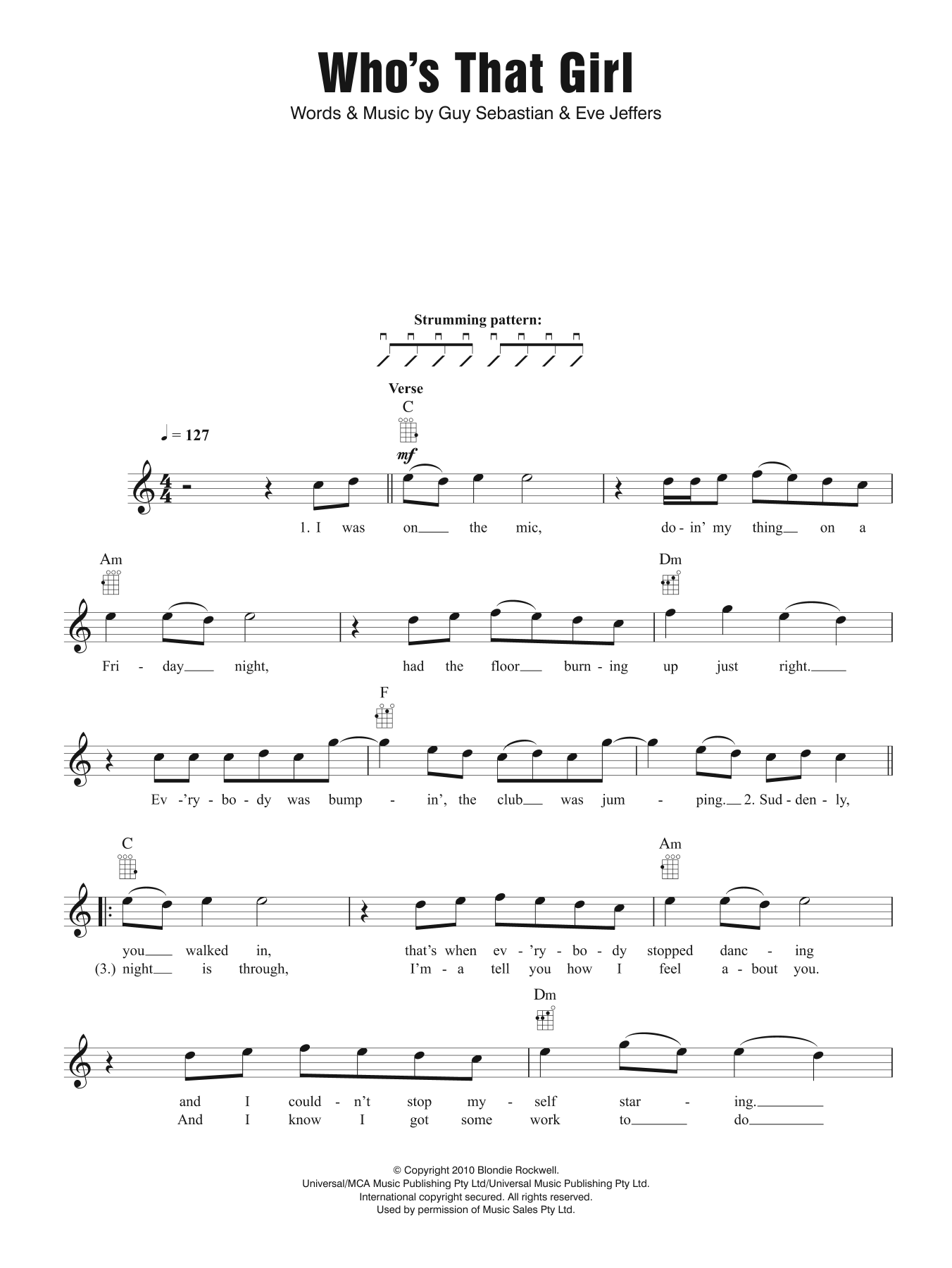 Guy Sebastian Who's That Girl (feat. Eve) Sheet Music