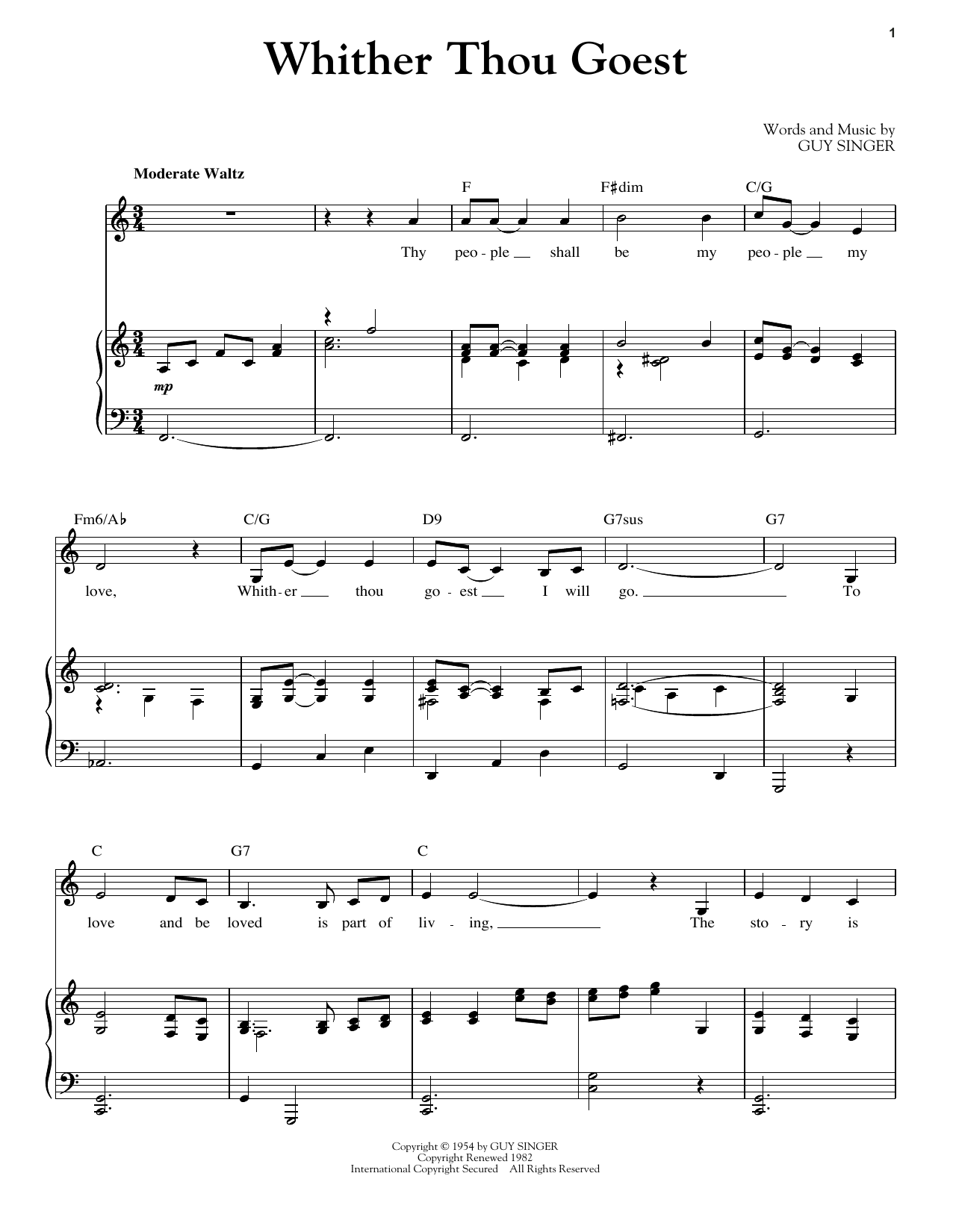Guy Singer Whither Thou Goest Sheet Music