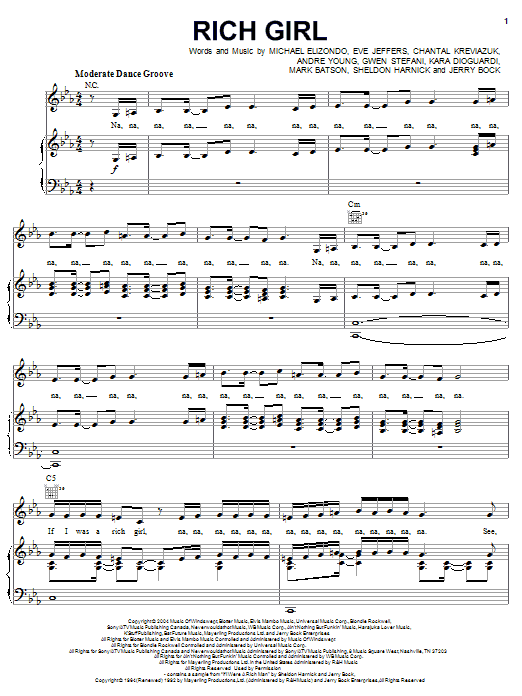 Gwen Stefani featuring Eve Rich Girl Sheet Music