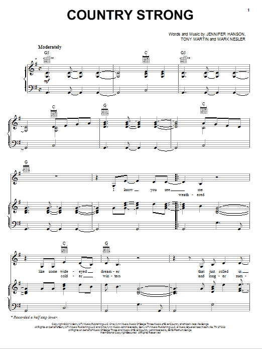 Gwyneth Paltrow Country Strong Sheet Music