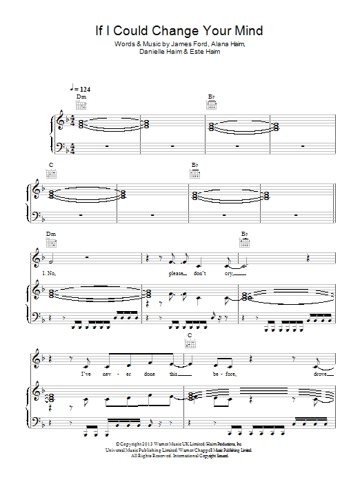Haim If I Could Change Your Mind Sheet Music