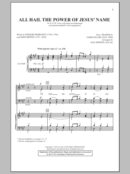 Hal Hopson All Hail The Power Of Jesus' Name Sheet Music