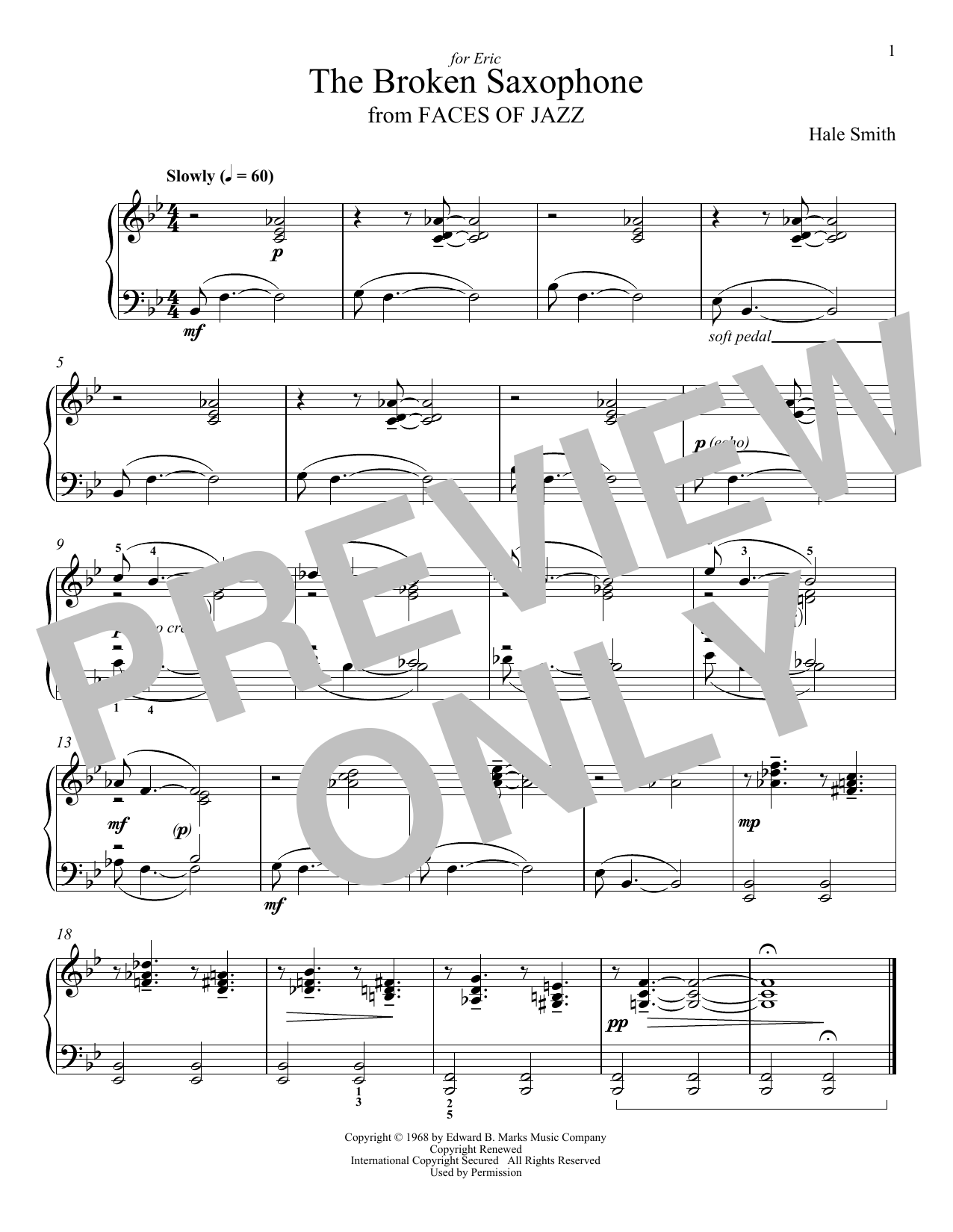 Hale Smith The Broken Saxophone Sheet Music