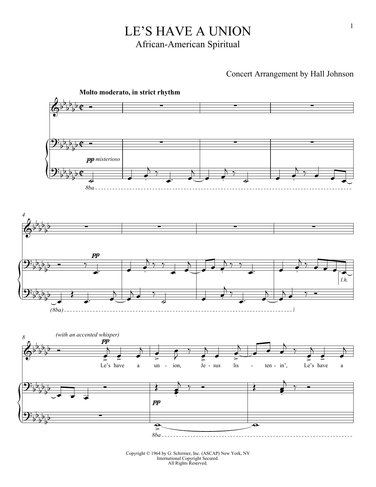 Hall Johnson Le's Have a Union Sheet Music