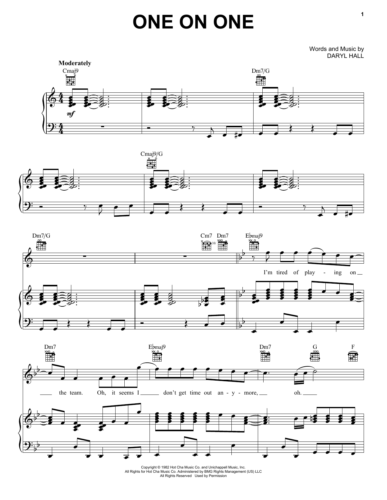 Hall & Oates One On One Sheet Music