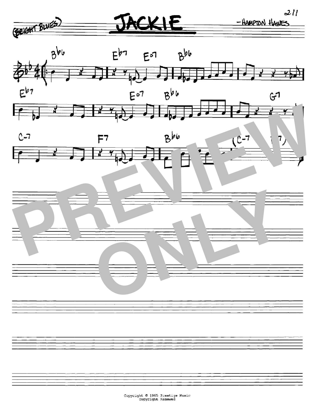 Hampton Hawes Jackie Sheet Music
