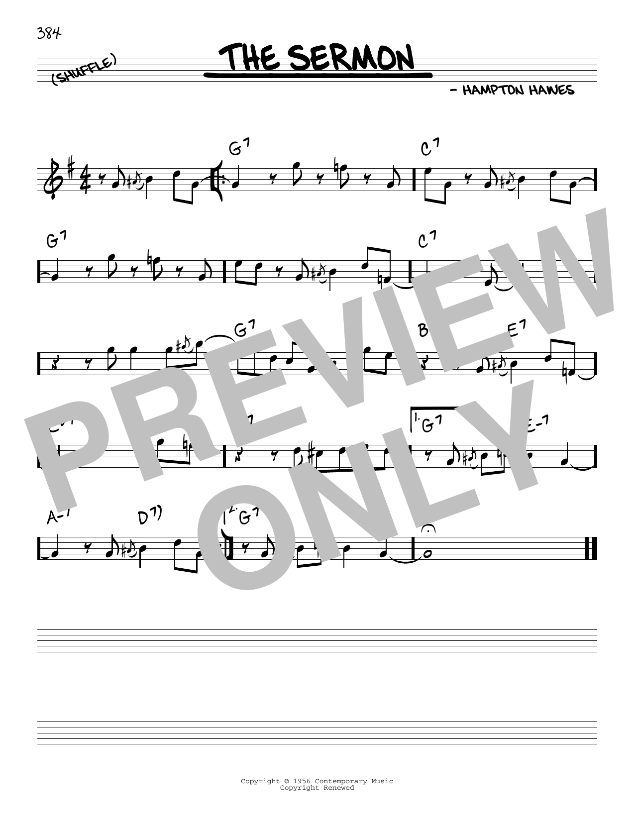 Hampton Hawes The Sermon Sheet Music