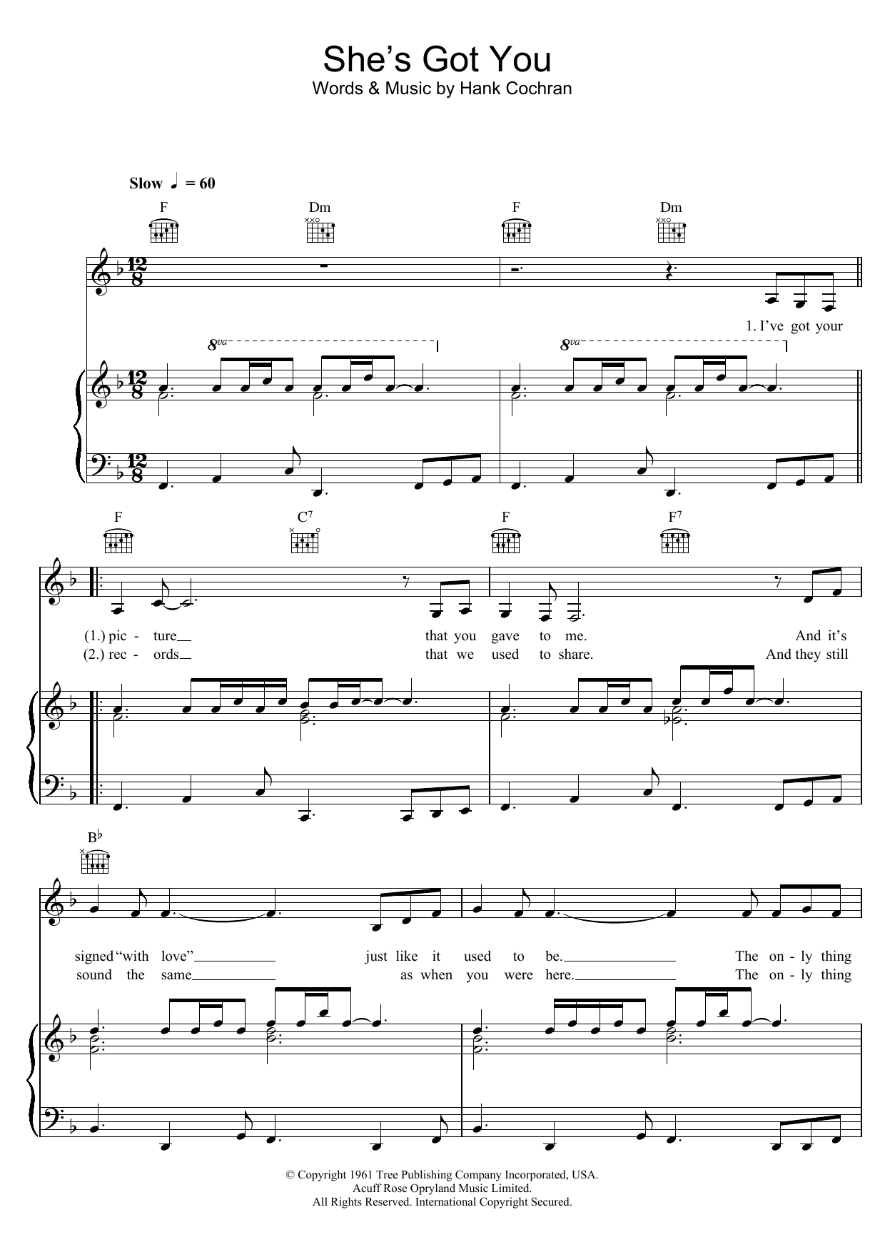 Hank Cochran She's Got You Sheet Music