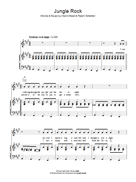 Hank Mizell Jungle Rock Sheet Music