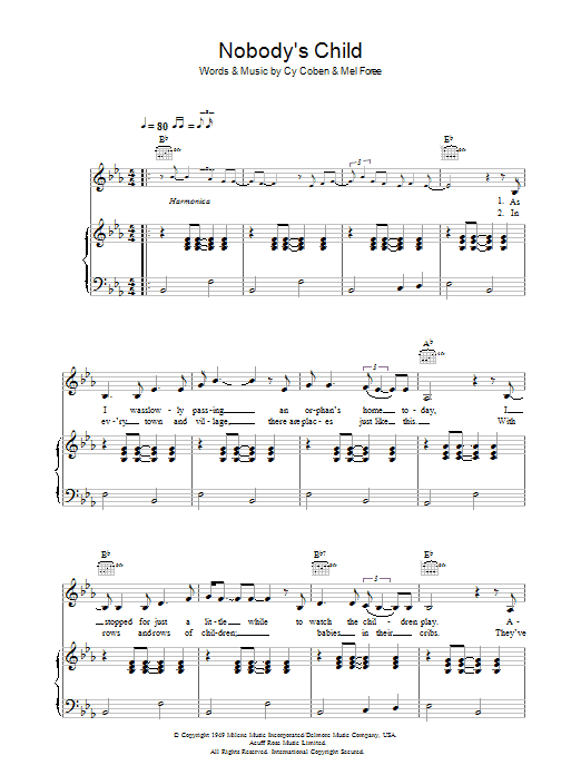 Hank Snow Nobody's Child Sheet Music