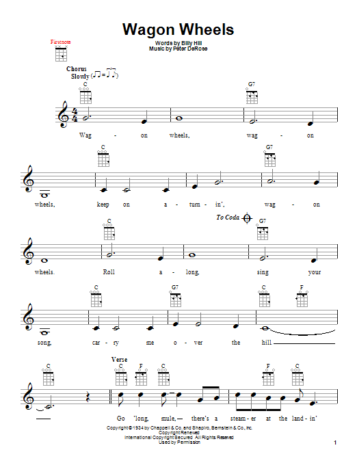 Hank Snow Wagon Wheels Sheet Music