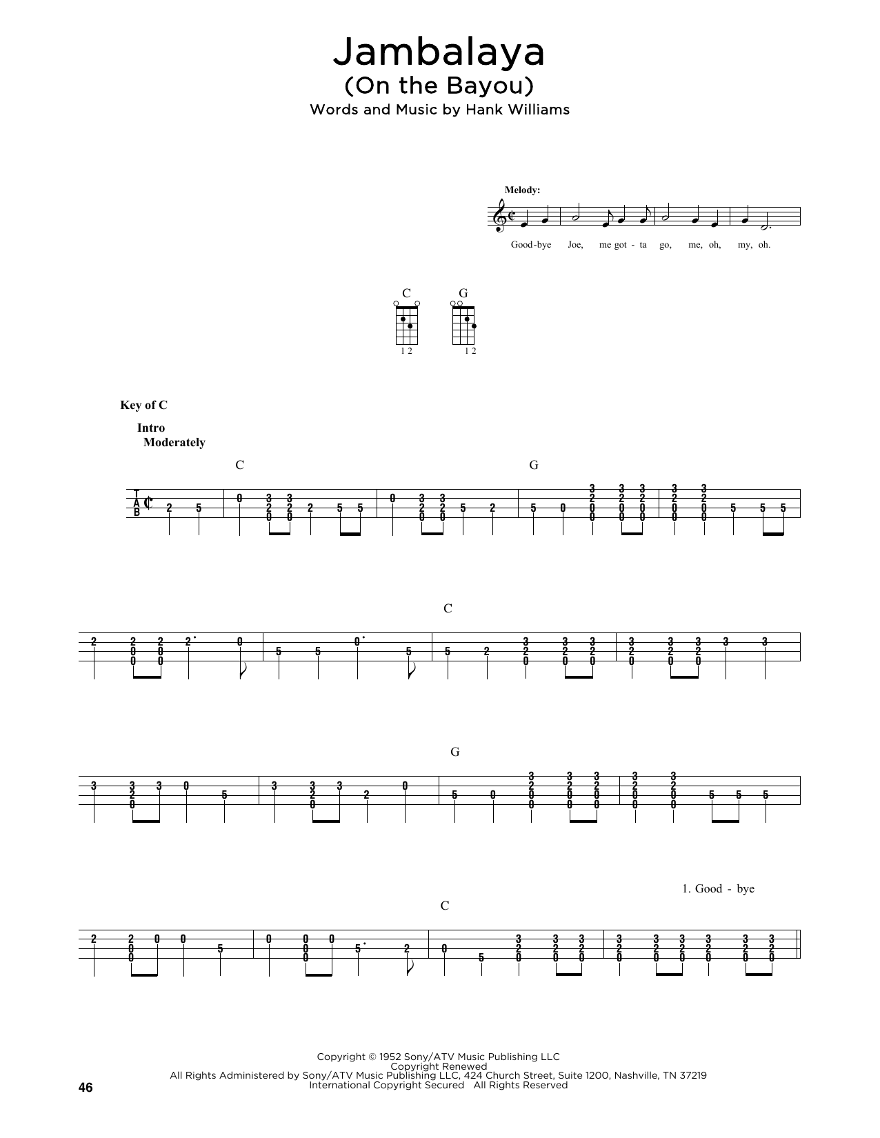 Hank Williams Jambalaya (On The Bayou) (arr. Fred Sokolow) Sheet Music